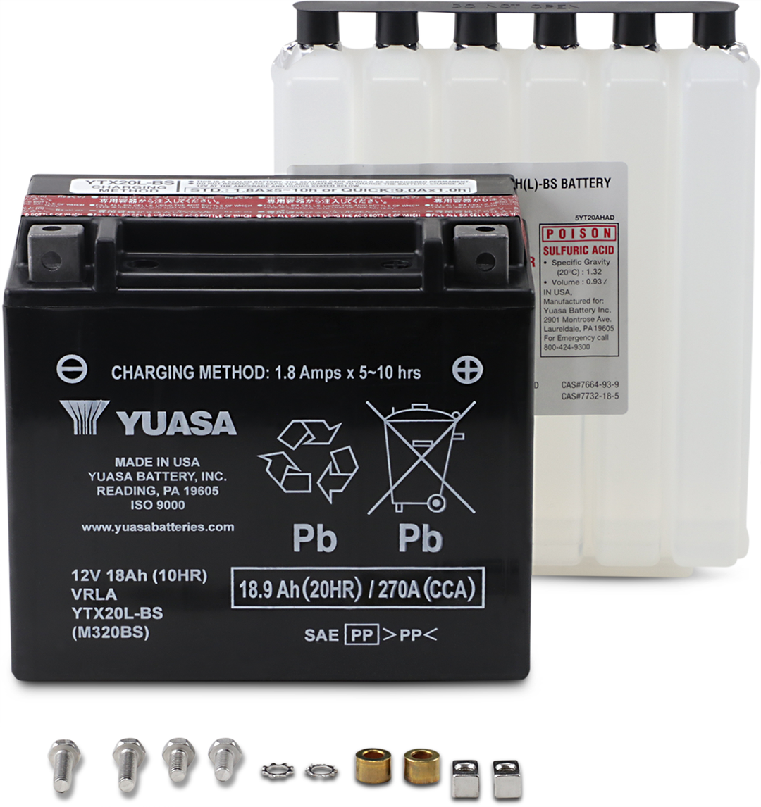 Yuasa Agm Battery YTX20L-BS .93 L - Yamaha Raptor 700 and More