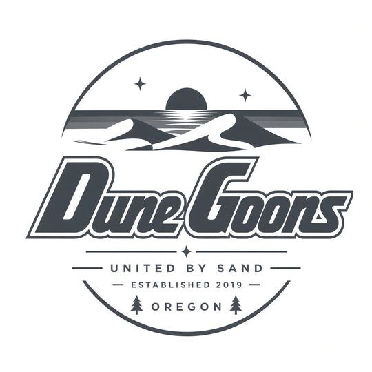 Dune Goons Oregon dunes back logo in charcoal ink for light colors