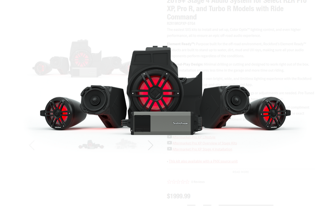 Rockford Fosgate Stage 4 Audio Kit - 2019-2024 Polaris RZR Pro XP, Pro R, Turbo R (Ride Command)