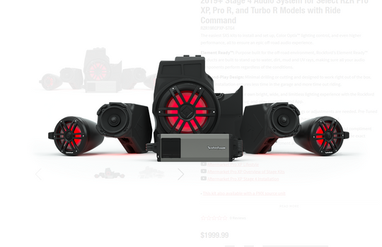 Rockford Fosgate Stage 4 Audio Kit - 2019-2024 Polaris RZR Pro XP, Pro R, Turbo R (Ride Command)