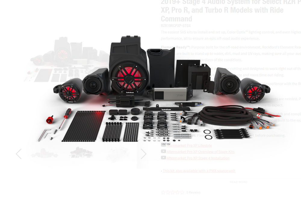 Rockford Fosgate Stage 4 Audio Kit - 2019-2024 Polaris RZR Pro XP, Pro R, Turbo R (Ride Command)