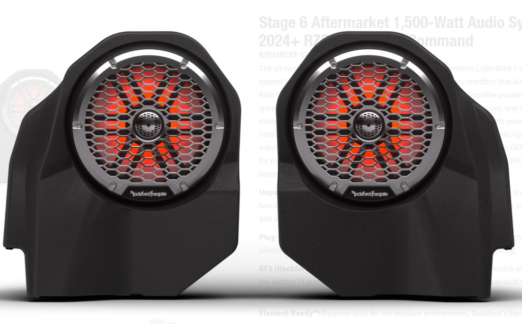 Rockford Fosgate Stage 6 Audio Kit - 2024+ Polaris RZR XP (Ride Command)