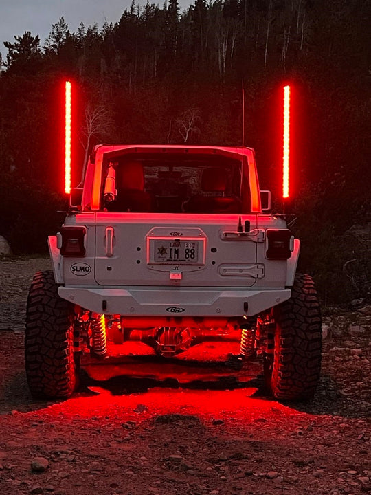 4' LED Whip Xtreme Pro Pair - RGB Twisted Poly Tube Encased