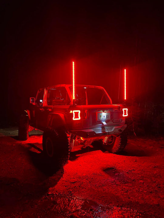 3' LED Whip Xtreme Pro Single Whip - RGB Twisted Poly Tube Encased