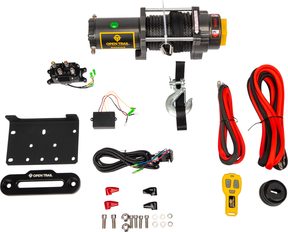 Open Trail 6000 lb Wide Winch - Synthetic Rope