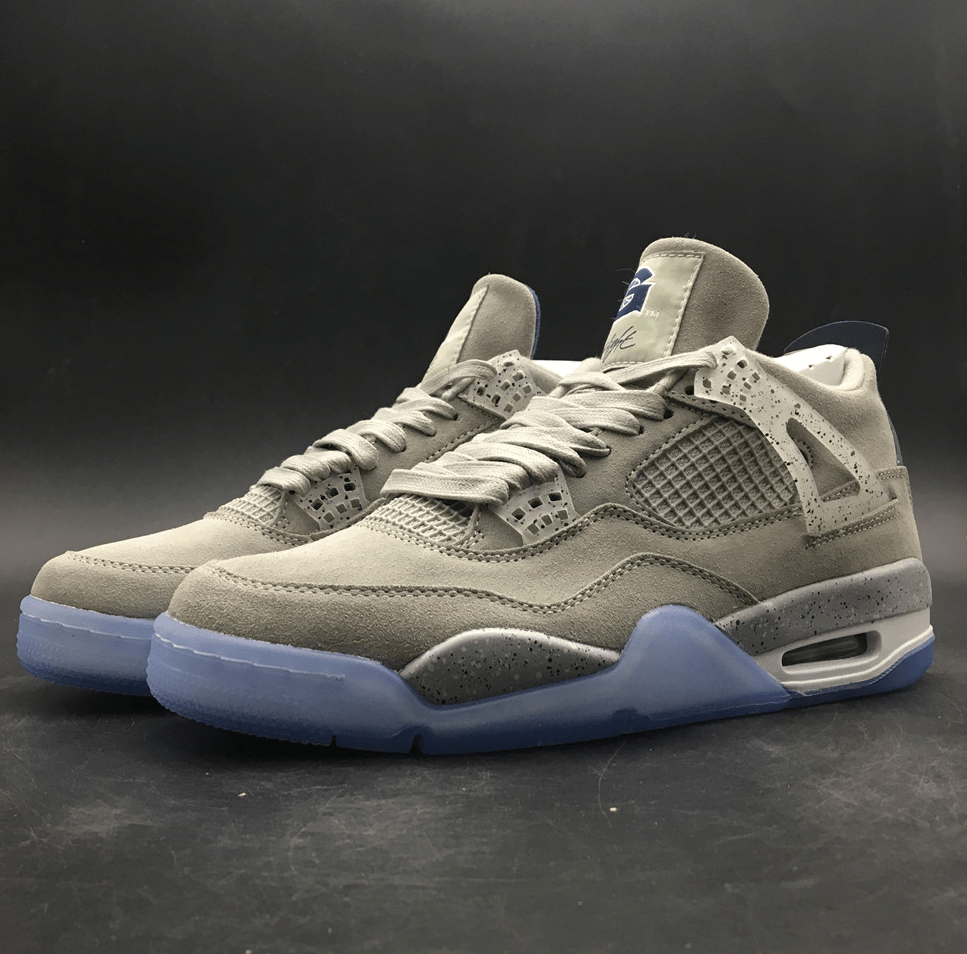 Air Jordan 4 Retro "Georgetown Hoyas" - Grey Suede / Navy / Ice Blue - Dune Goons