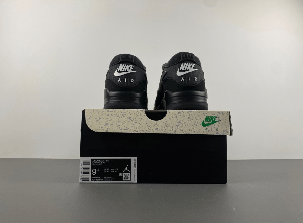 Air Jordan 4 RM "Black Cat" FQ7939 - 004 – Men's All - Black Stealth Drop - Dune Goons
