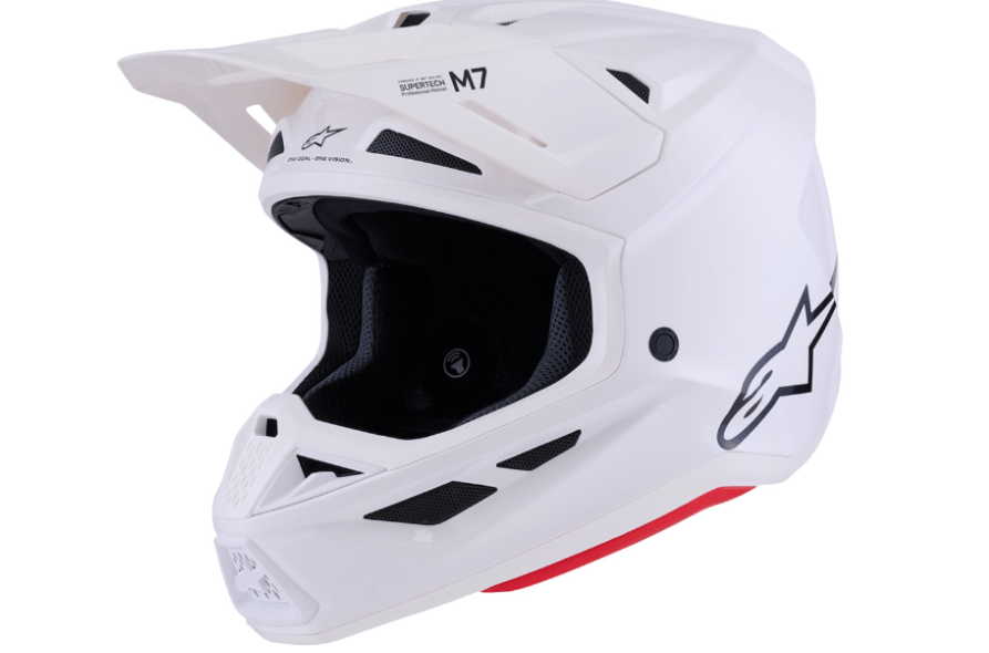 Alpinestars SM7 Helmet – Solid Gloss White Off - Road MX XS - 2XL - Dune Goons