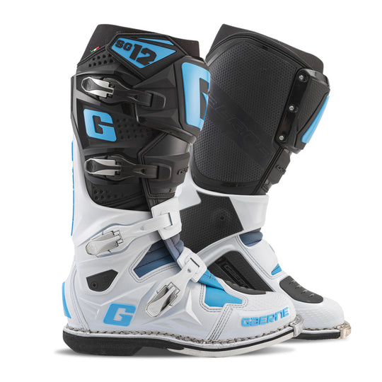 Gaerne SG12 Boot - Black/White/Carolina Blue - Size 10