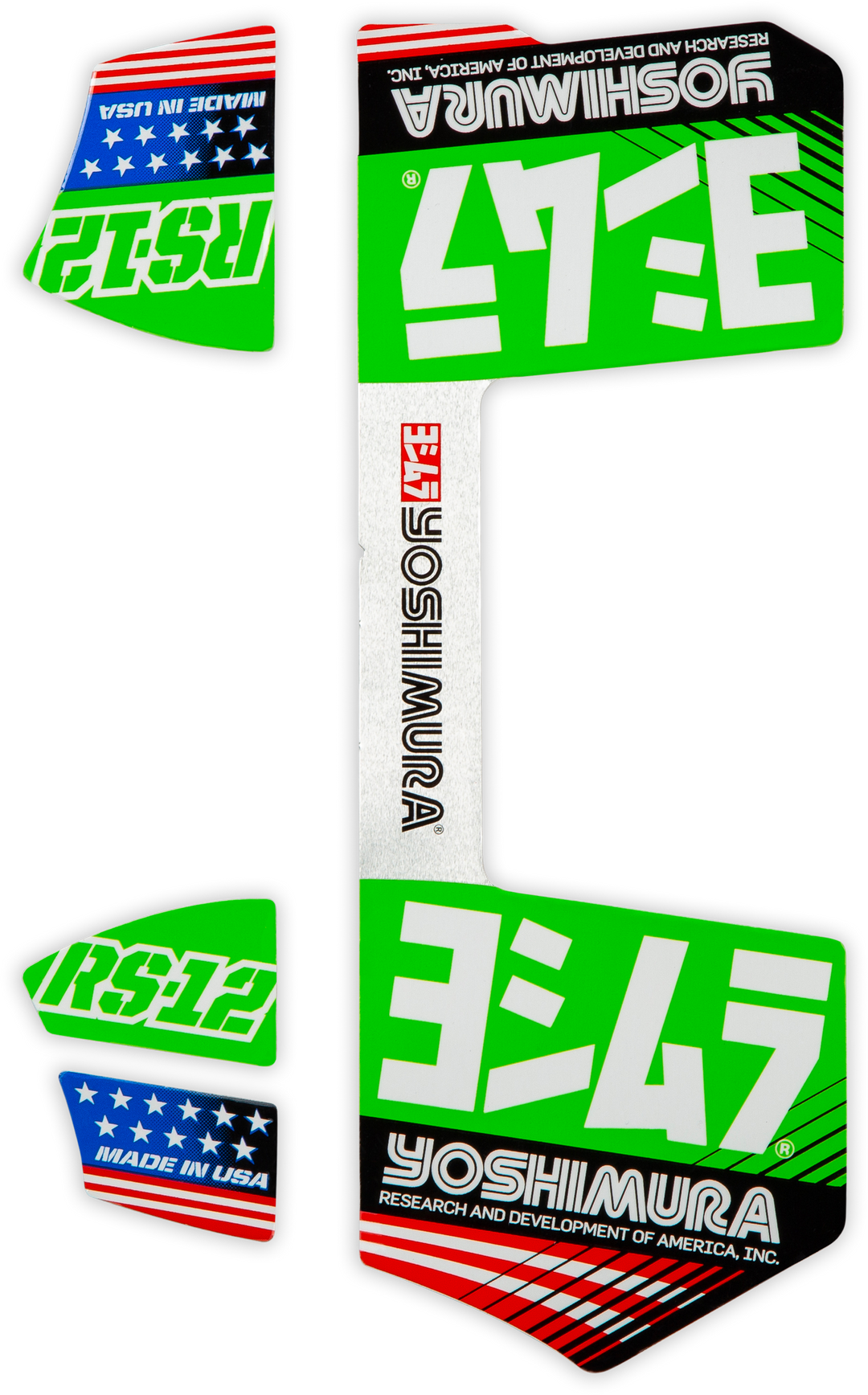 Yoshimura RS-12 Muffler Decals Green - 961-9079