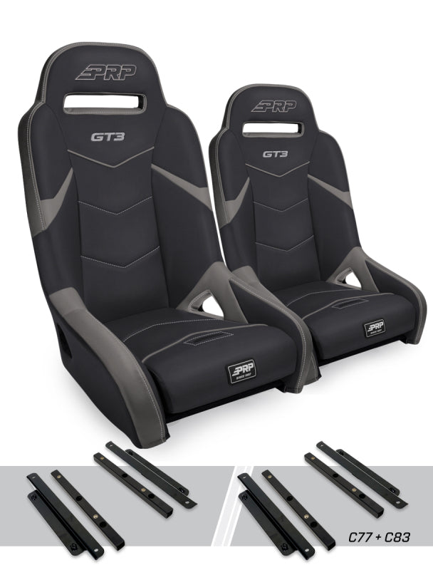 PRP Seats PRP Polaris General GT3 Suspension Seats Kit (Pair) - Black & Gray