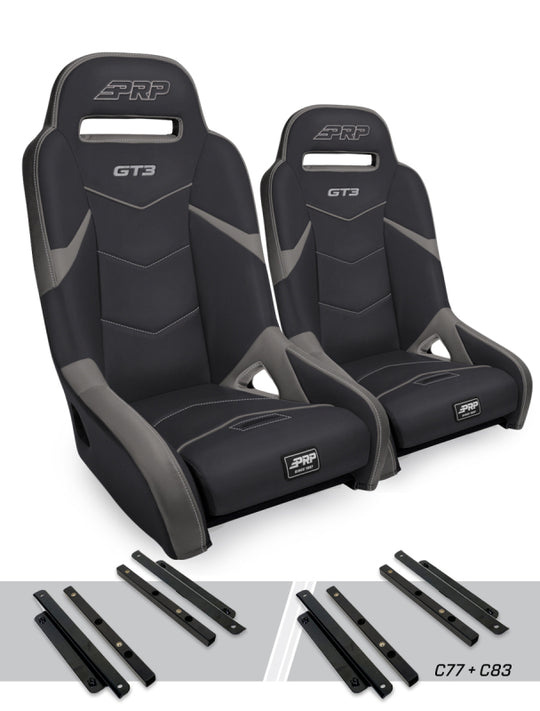 PRP Seats PRP Polaris General GT3 Suspension Seats Kit (Pair) - Black & Gray