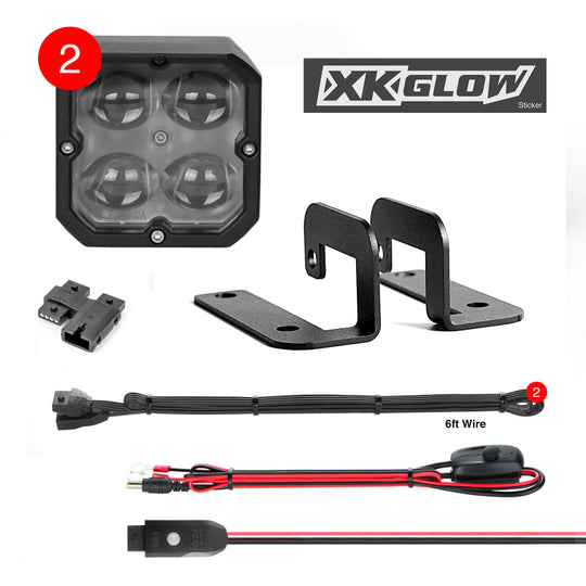 XK Glow XKchrome 20w LED Cube Light w/RGB Accent Light Kit w/Controller- Fog Beam 2pc