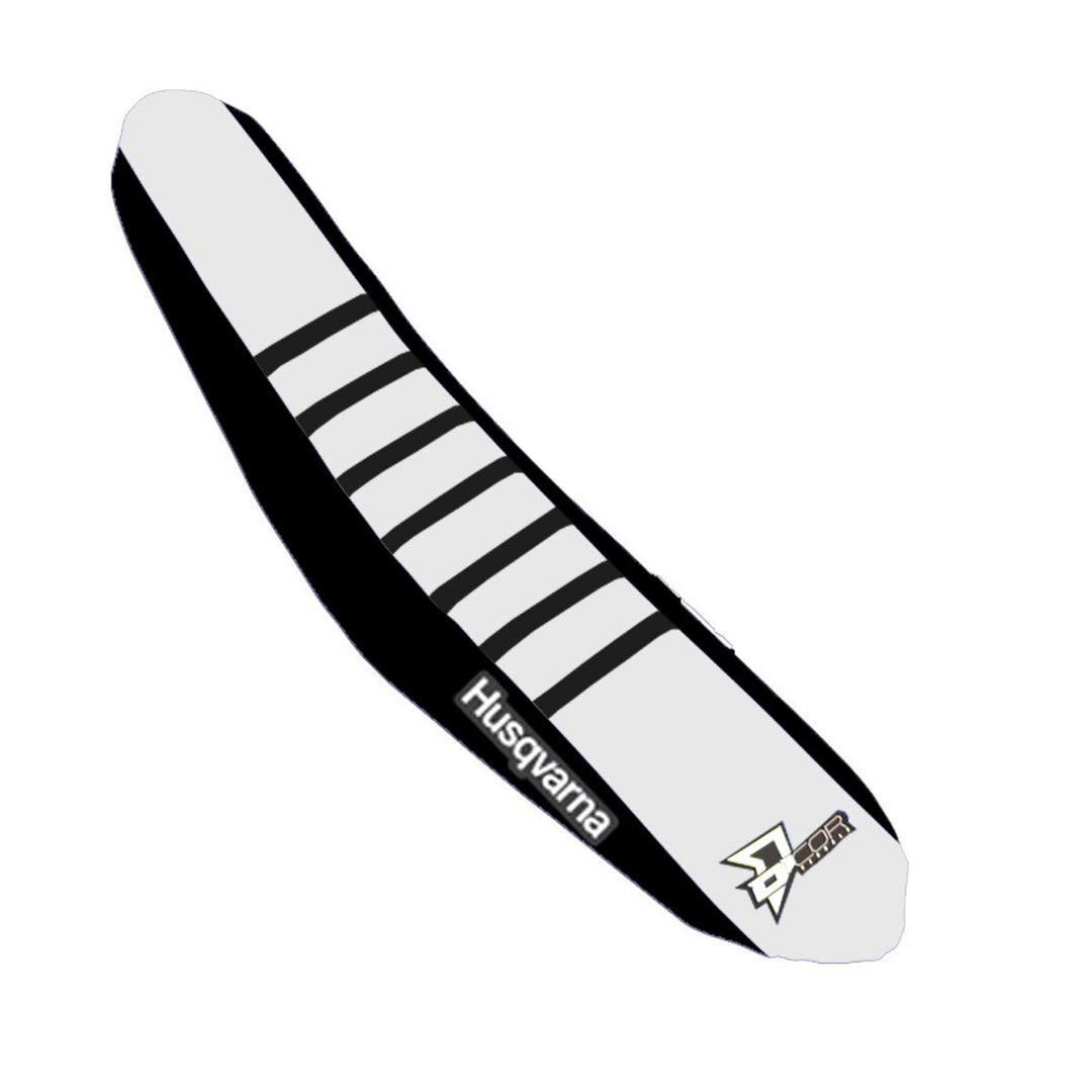 D-Cor Seat Cover Black and White Black Ribs TC/FC125-450 (30-70-417)