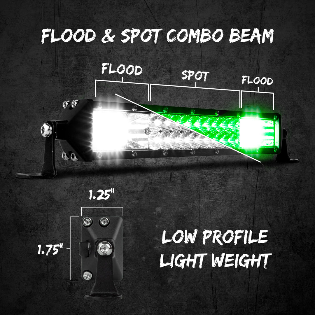 XK Glow 2-N-1 LED Light Bar - White and Green
