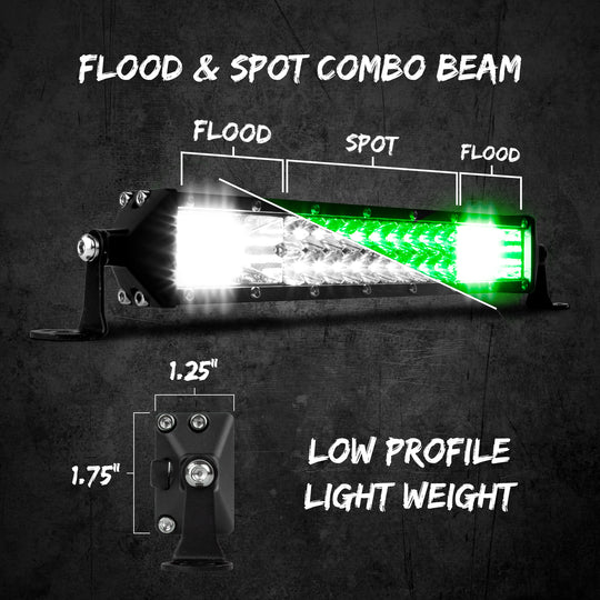 XK Glow 2-N-1 LED Light Bar - White and Green