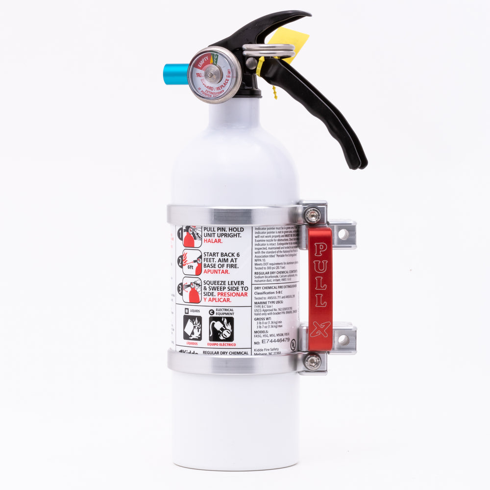 Axia Alloys Quick Release Fire Extinguisher Mount with 2 lb Kidde Extinguisher - Silver