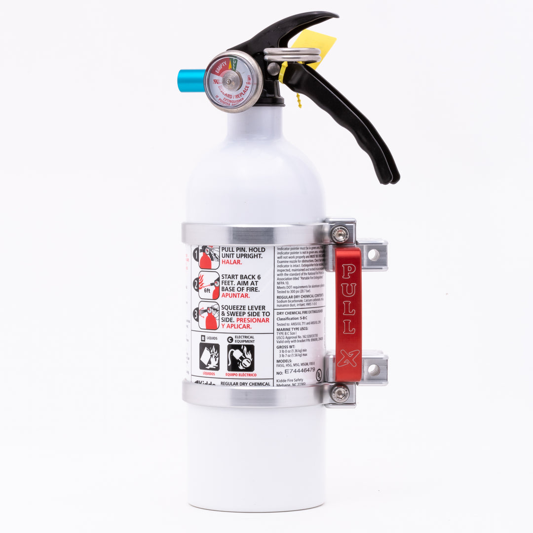 Axia Alloys Quick Release Fire Extinguisher Mount with 2 lb Kidde Extinguisher - Silver