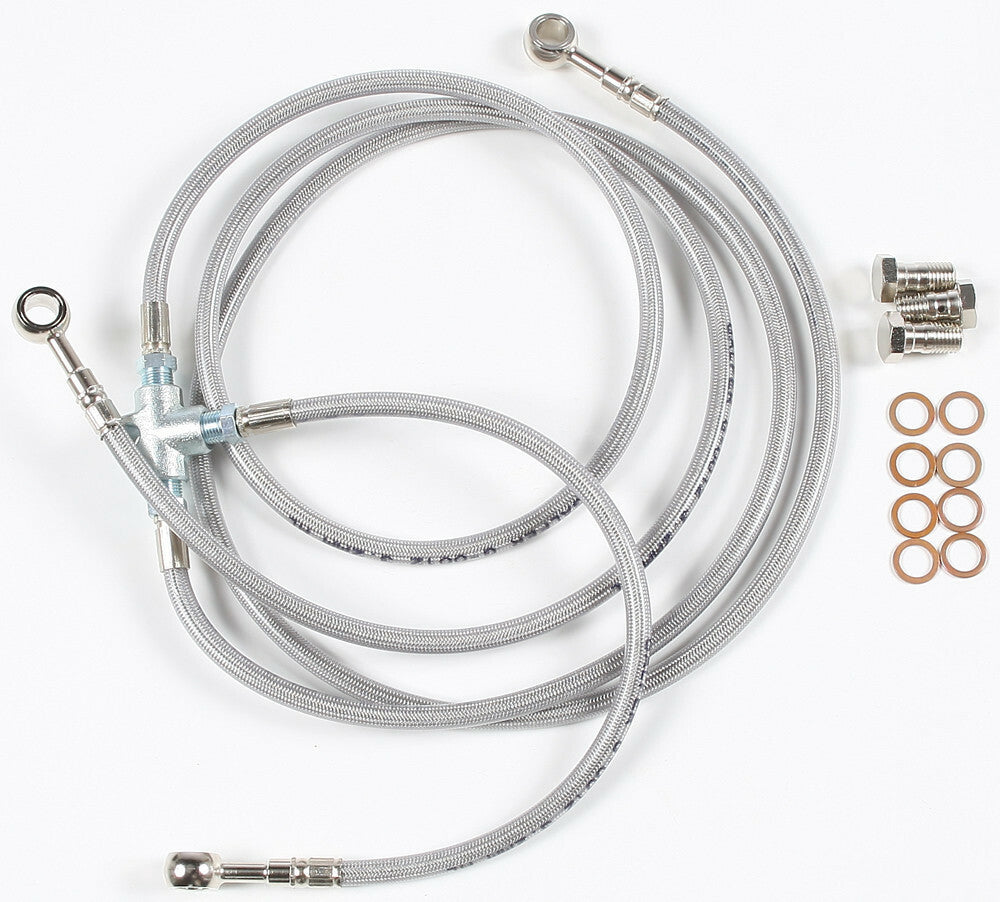 G Brakes Stainless Steel Brake Line - Honda TRX450R / ER - Front 3 Line Kit - Stock