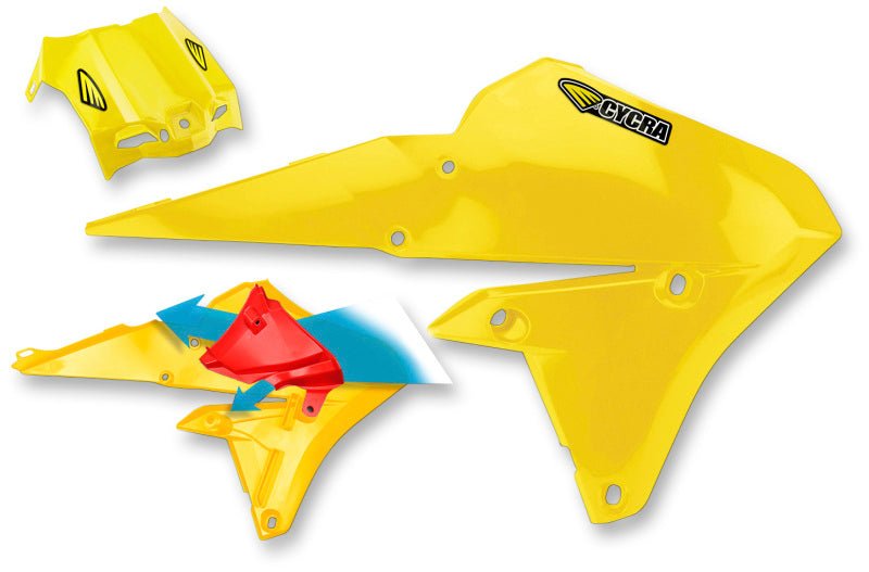 Cycra 2014 - 2018 Yamaha YZ250F/YZ450F/WR/FX Powerflow Intake Radiator Shrouds - Lightning Gold - Dune Goons
