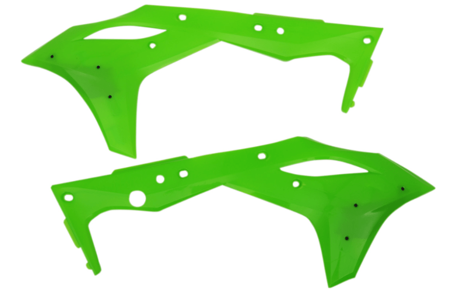 Cycra Kawasaki 2017 - 2019 KX250F Powerflow Radiator Shrouds - Flo. Green - Dune Goons