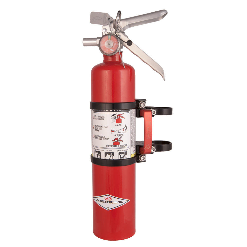 Axia Alloys Quick Release Fire Extinguisher Mount with 2.5 lb Red Extinguisher - Black