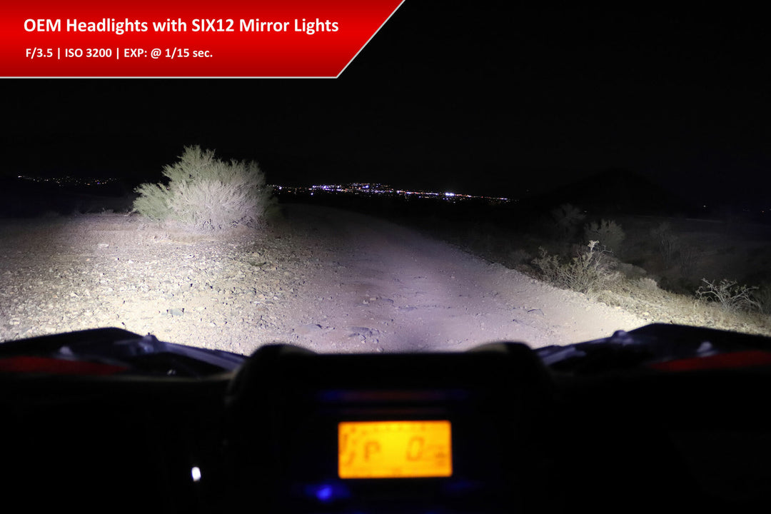 XTC SIX12 Billet UTV Side Mirrors with RIGID LED Light and Amber Backlight - Pair