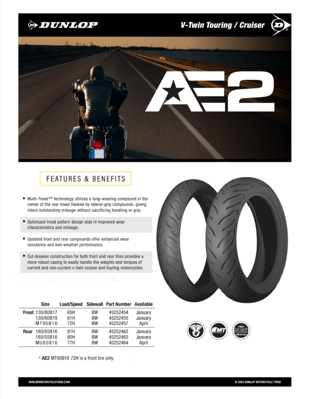 Dunlop American Elite 2 Front Tire - 130/60B19