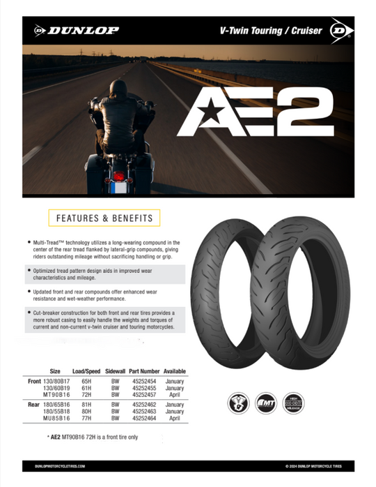 Dunlop American Elite 2 Front Tire - 130/60B19