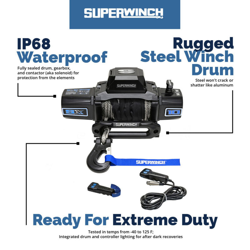 Superwinch SX10SR Synthetic Rope Winch - Semi Gloss Black