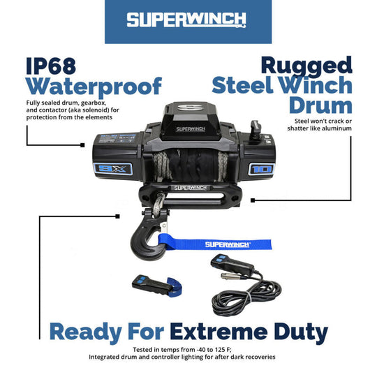 Superwinch SX10SR Synthetic Rope Winch - Semi Gloss Black