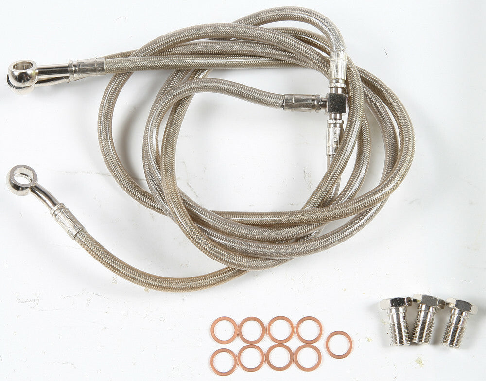G Brakes Stainless Steel Brake Line - Yamaha Blaster 200 - Front 3 Line Kit - 2 in Extended