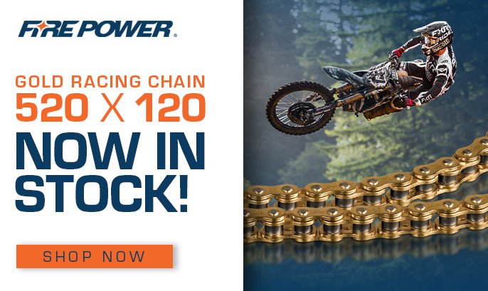 Fire Power 520 × 120 Gold Racing Chain – Made in Japan - Dune Goons