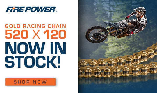 Fire Power 520 × 120 Gold Racing Chain – Made in Japan - Dune Goons