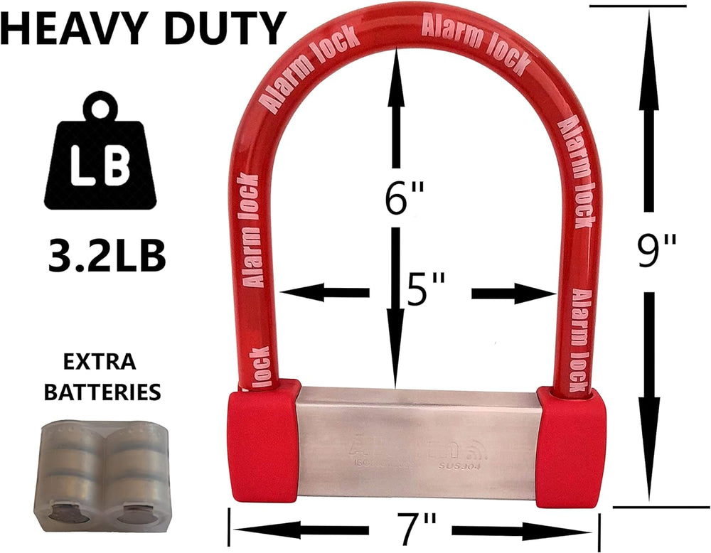 Heavy Duty Alarm U Lock – 16mm Steel, 120dB Audible Motion Alarm - Dune Goons