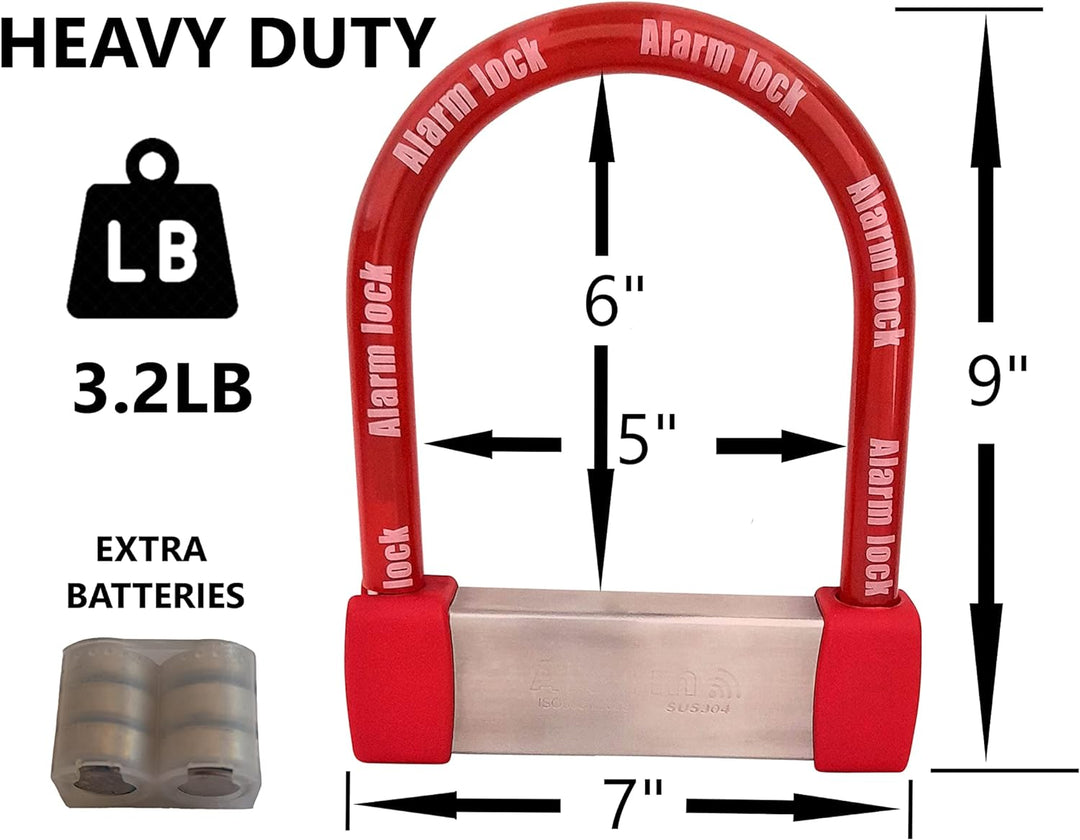 Heavy Duty Alarm U Lock – 16mm Steel, 120dB Audible Motion Alarm - Dune Goons