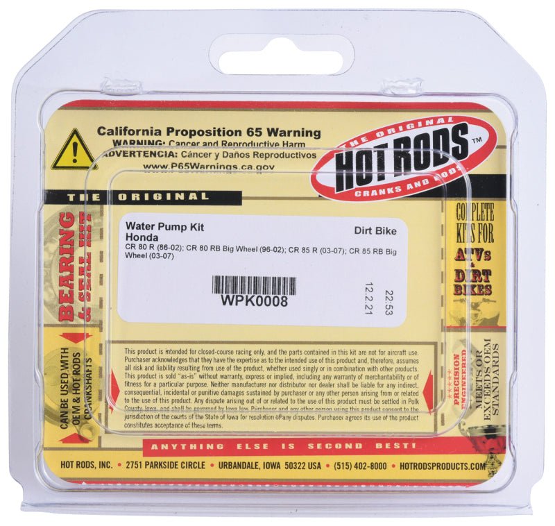 Hot Rods 86 - 02 CR 80 R/96 - 02 CR 80 RB Big Wheel Water Pump Kit - Dune Goons