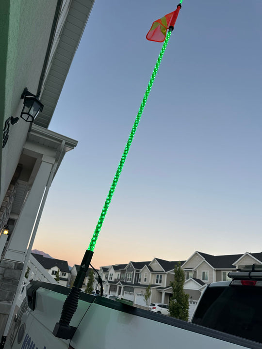 8' LED Whip Xtreme Mining Industrial Safety Single Whip