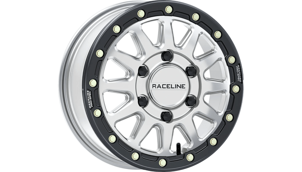 Maverick R RACELINE WHEELS Alpha Beadlock Wheel Wheel - Alpha - Front/Rear - Hyper Silver/with Black Ring - 15x6.5 - 6/139.7 - +74 mm - Dune Goons