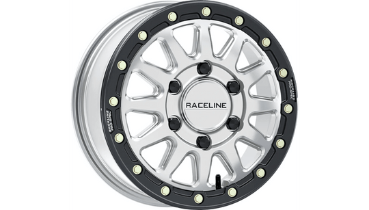 Maverick R RACELINE WHEELS Alpha Beadlock Wheel Wheel - Alpha - Front/Rear - Hyper Silver/with Black Ring - 15x6.5 - 6/139.7 - +74 mm - Dune Goons