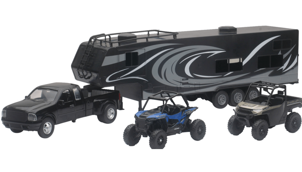 Pickup Toy Hauler with Polaris Vehicles – 1:18 Scale (Black/Blue/Red) - Dune Goons