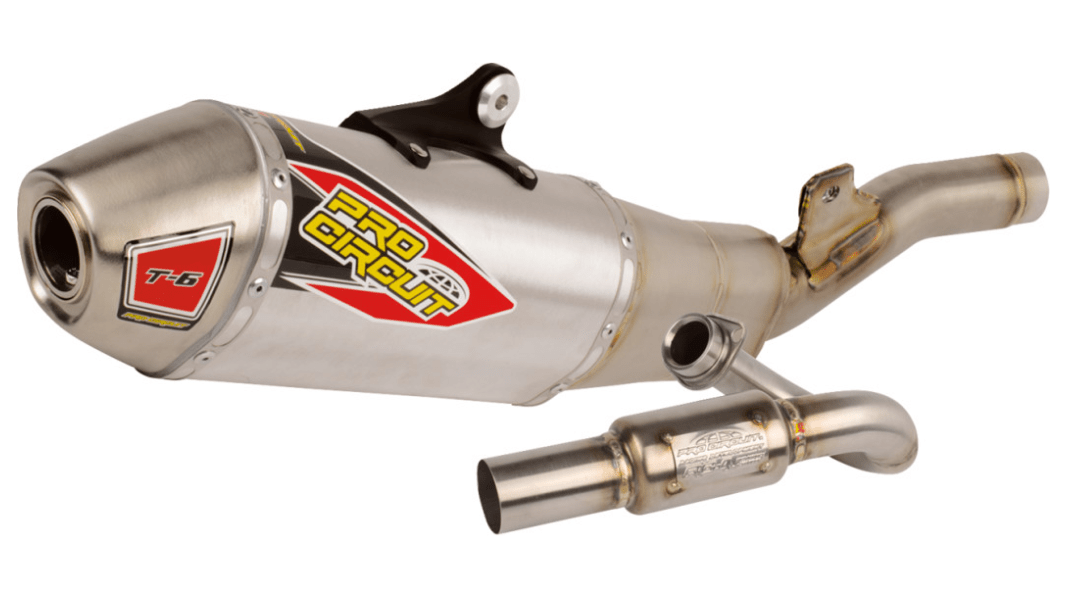 Pro Circuit T - 6 Exhaust System - Kawasaki KX250 (2025) - Stainless Steel/Aluminum with RC - 4 Resonance Chamber - Made in USA - Dune Goons