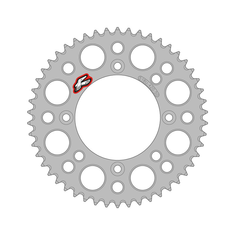 Renthal 2025 KTM 65 Rear Chain Wheel - Silver 420 - 50GP Teeth - Dune Goons