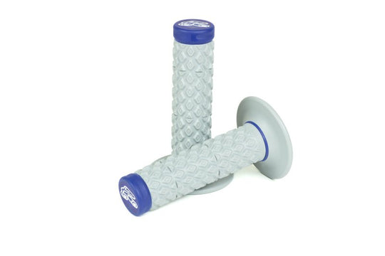 Renthal MX Dual Compound Grips Gray Blue Tapered Half Waffle - Dune Goons