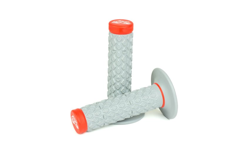 Renthal MX Dual Compound Grips Gray Red Tapered Half Waffle - Dune Goons