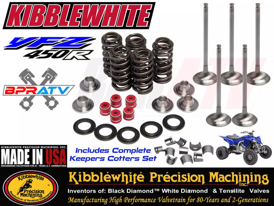 YFZ450R YFZ 450R KIBBLEWHITE +1mm Intake Exhaust Valves Titanium Spring Kit Seal