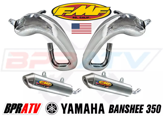 Yamaha Banshee 350 FMF Full Exhaust Fatty Pipes PowerCore 2 II Silencers Set Kit