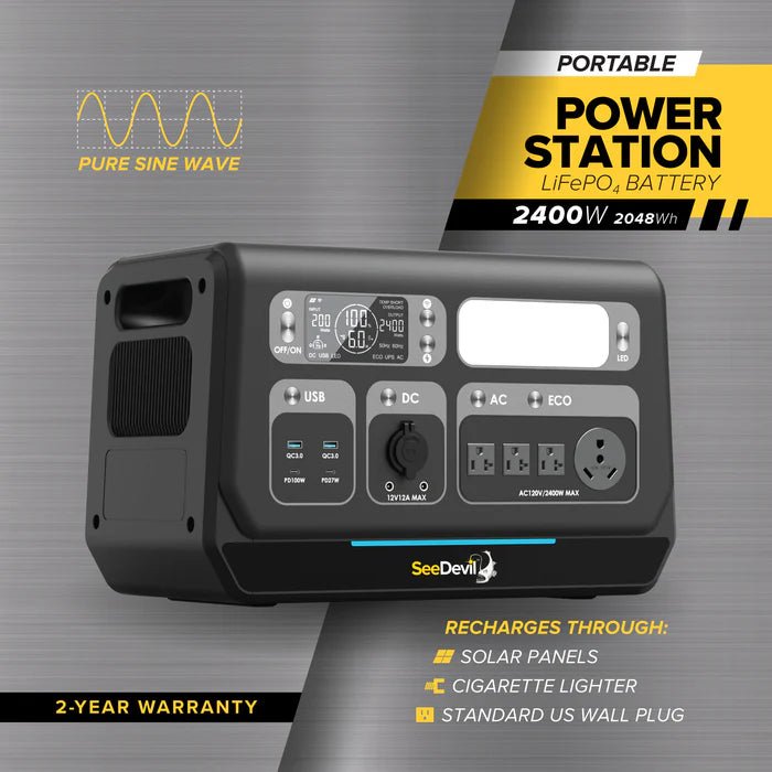SeeDevil G3 2400W 2048Wh Portable Power Station – Expandable LiFePO4 SD - PPS2400 - G1 - Dune Goons
