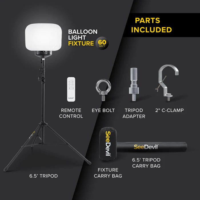 SeeDevil G3 60 Watt Balloon Light Kit – 7,800 Lumen Glare - Free Area Light SD - 60W - KIT - G3 - Dune Goons