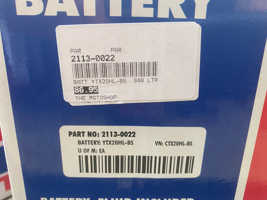 Yamaha YXZ 1000R Battery 2113-0022 BATTERY:YTX20HL-BS
